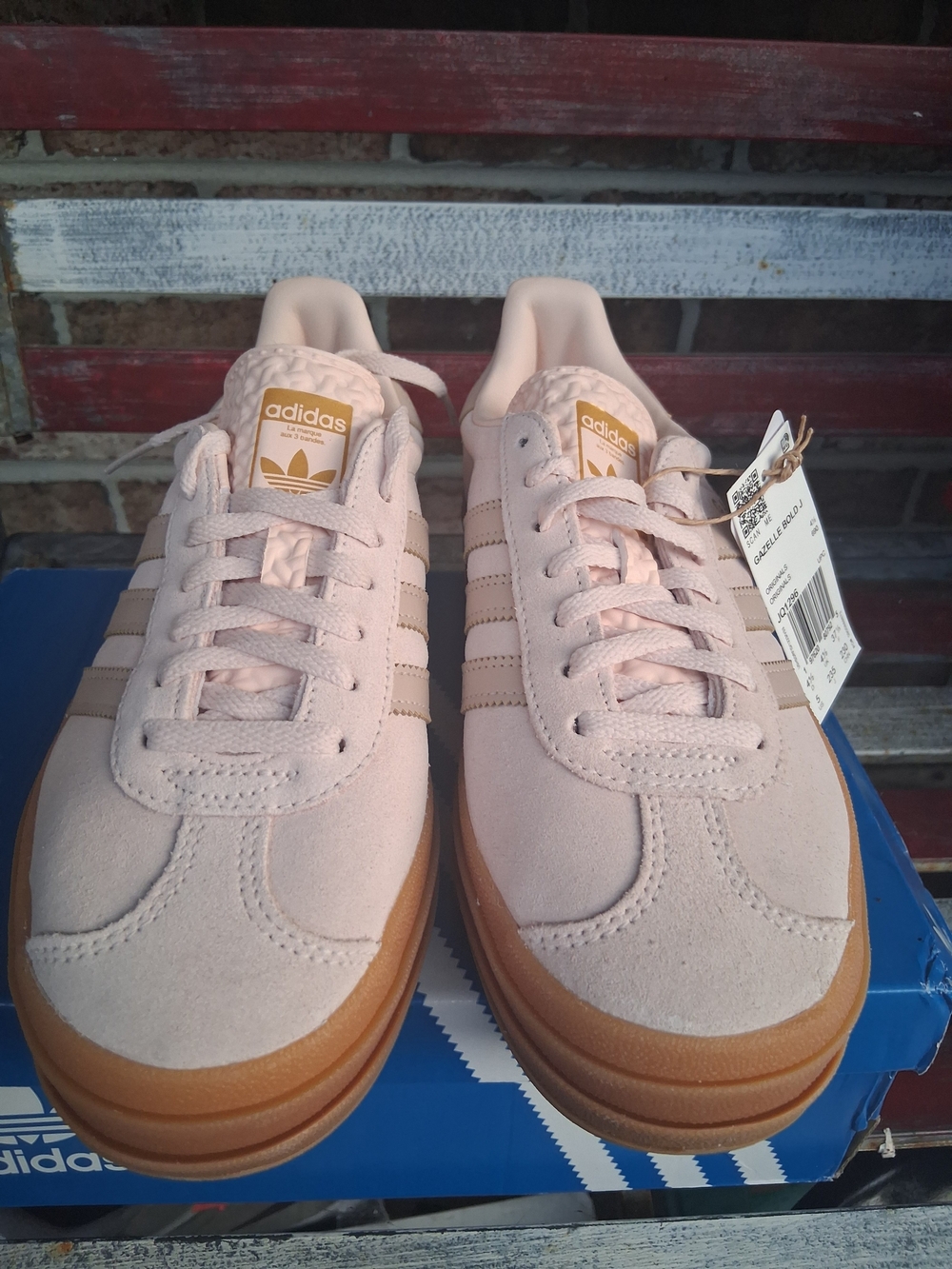 adidas Gazelle Bold Women’s Suede Sneakers in QUARTS TAUPE with Gum Sole Stacks